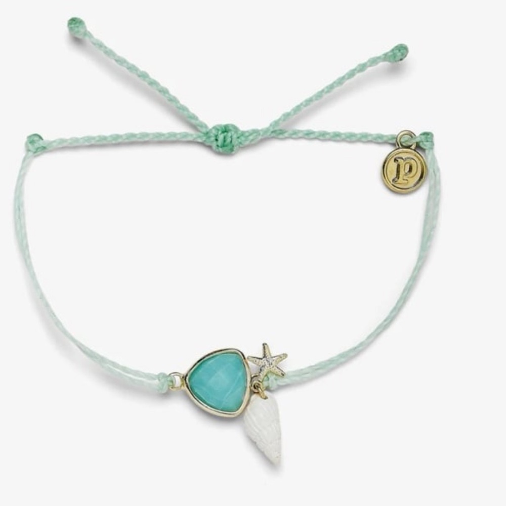 PURA VIDA Winterfresh Mint Riviera Sea Glass Charm Bracelet NEW extremely rare!